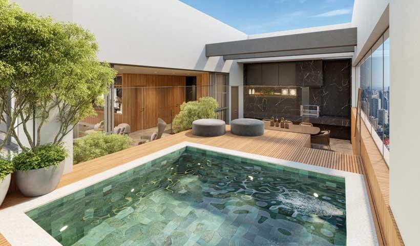 AGAMI Park Residences - Lançamento - Eztec - Av. Agami - Apartamentos - Terraço do Duplex de 420 m²