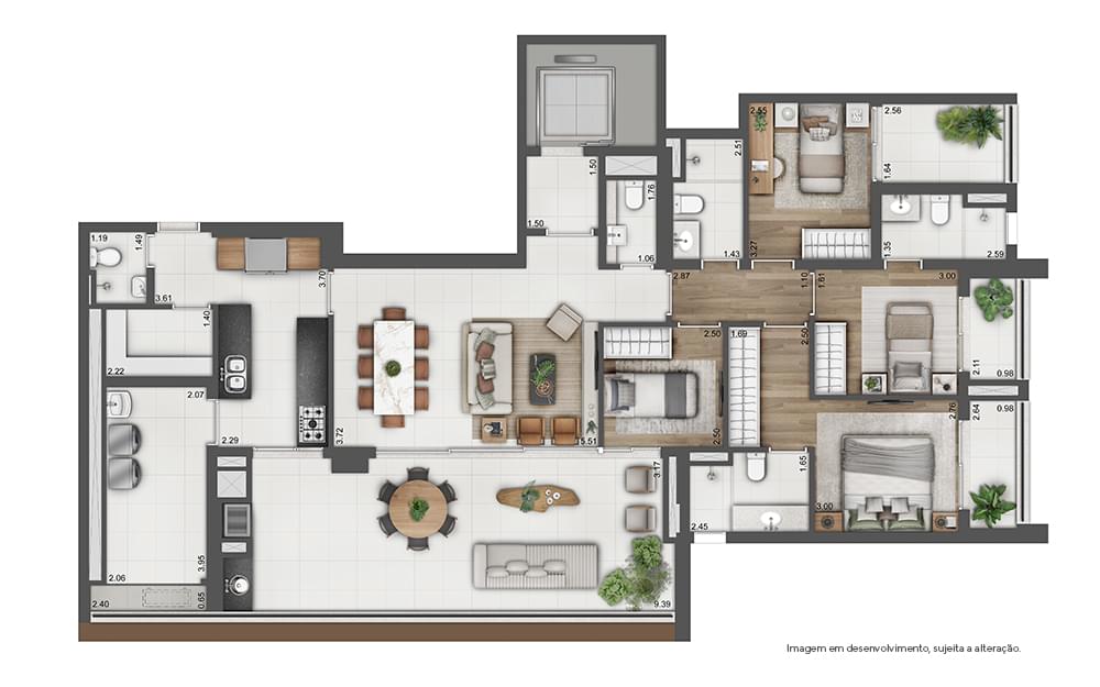 ARIZONA 1002 - Lançamento - Even - Rua Arizona - Brooklin - Apartamento - Planta de 171m² - 4 Quartos com 2 Suítes