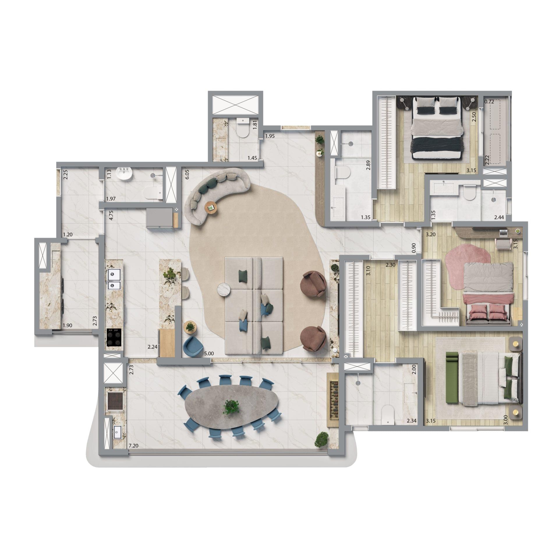 Home Boutique By Living Anália Franco - Lançamento - Living - Rua Acuruí, 577 - Anália Franco - Apartamento - Planta de 144m² com 3 Suítes