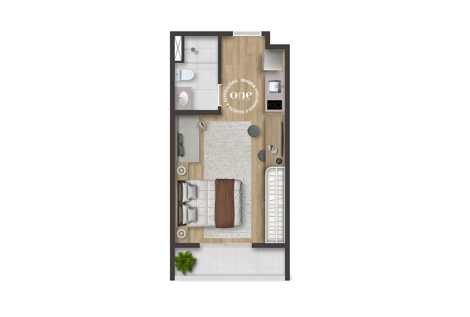 Nex One Parque Augusta - Lançamento - Nex One - Studios para Investimento - Rua Augusta - Consolação - Planta Studio de 26m²