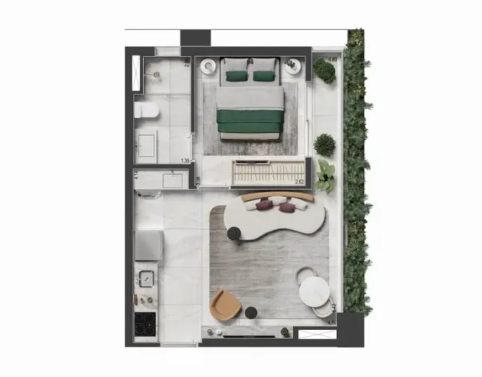 THE ROSE Collection - Lançamento - Trisul - Rua Domingos de Moraes - Vila Mariana - Apartamento - 1 Dormitório (Decorado) - Planta de 37m²