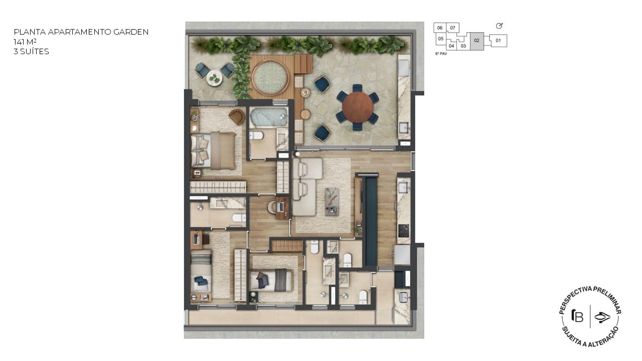 1800 Oscar Pinheiros - Planta Garden - Planta de 141m²