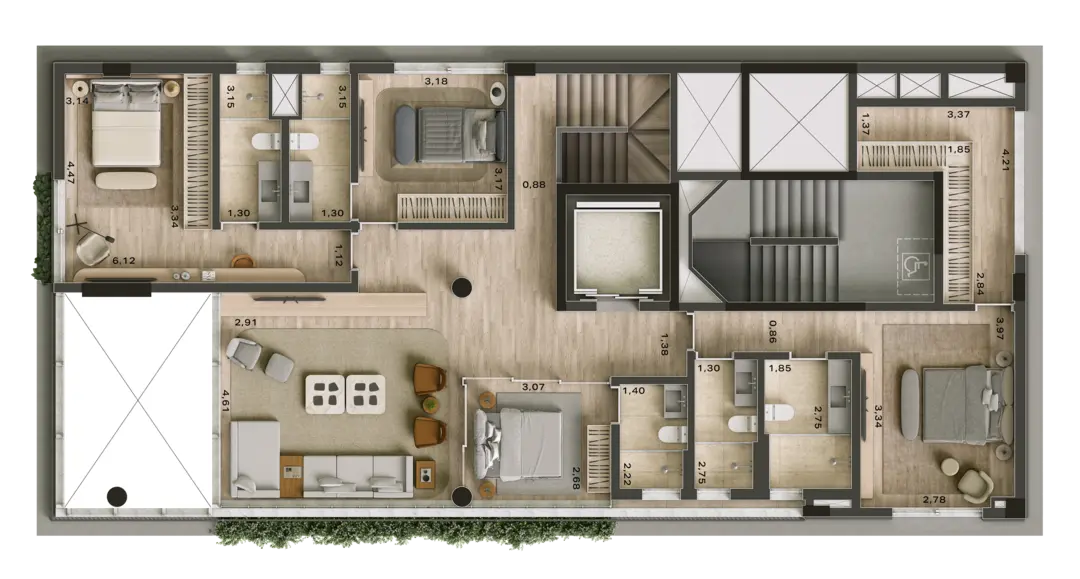 OSCAR 900 - Planta Triplex - Planta de 514m² - Piso Intermediário