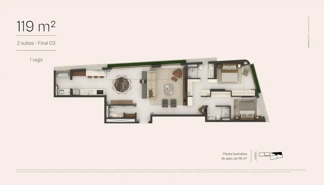 Jardim 1101 - Planta Planta de 119m² (Final 3)