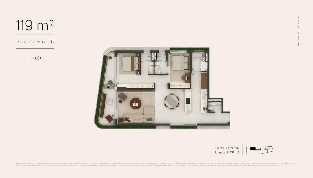 Jardim 1101 - Planta Planta de 119m² (Final 5)