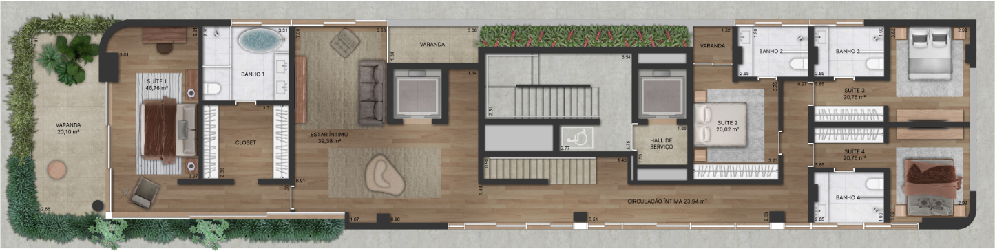 Serena Jardins - Planta Duplex - Planta de 454m² (Inferior)