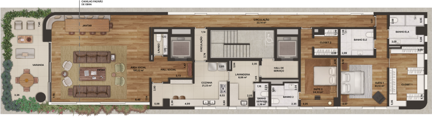 Serena Jardins - Planta Planta de 278m² - 2 Suítes