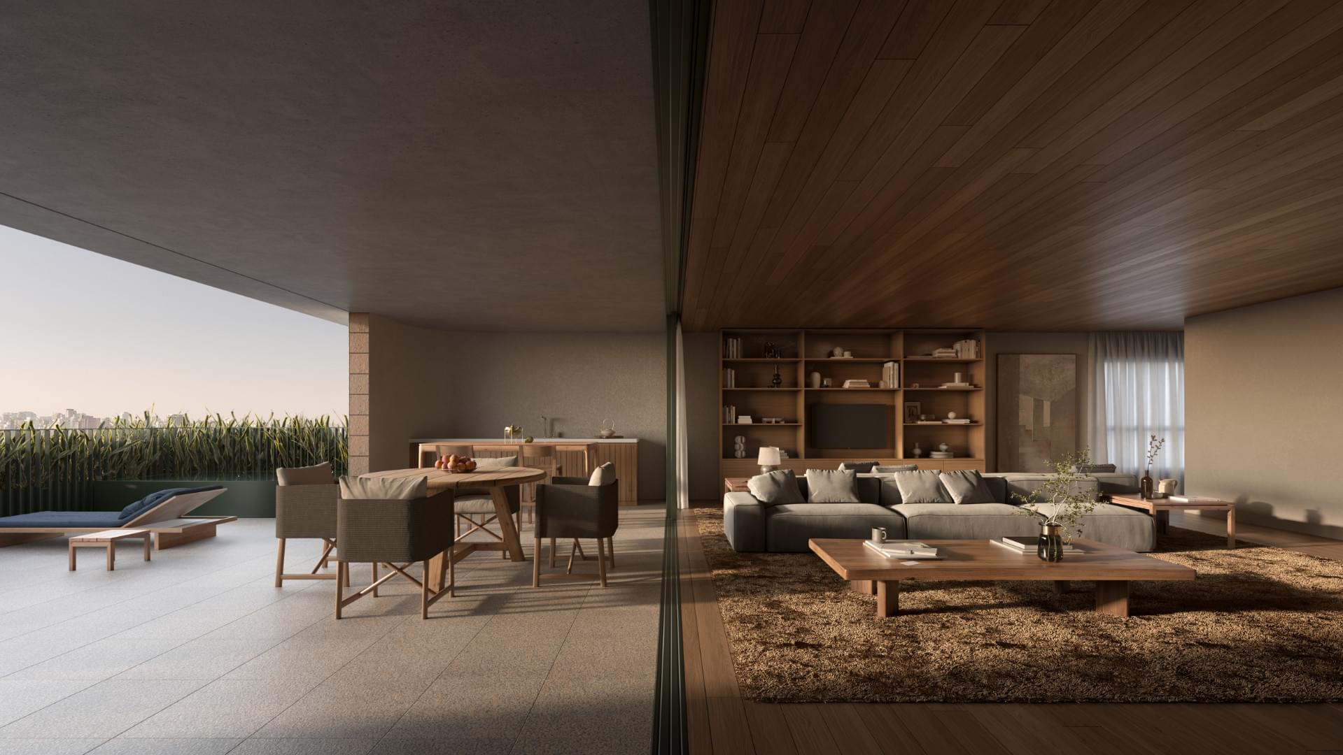 SERENA Jardins - Em obras - Rua da Consolação - Jardins - LIV Inc - Cobertura Duplex 454m² - Living e Varanda Andar Superior