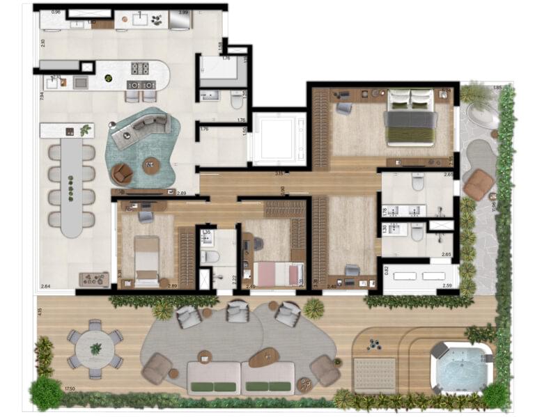 SIMÃO 717 Pinheiros - Planta Garden de 238 m² - Opção 3