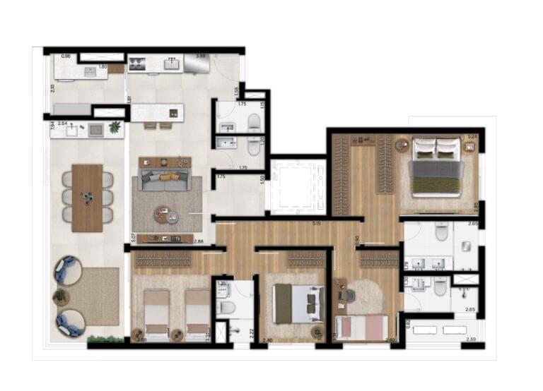 SIMÃO 717 Pinheiros - Planta Planta de 152 m² - Opção 2