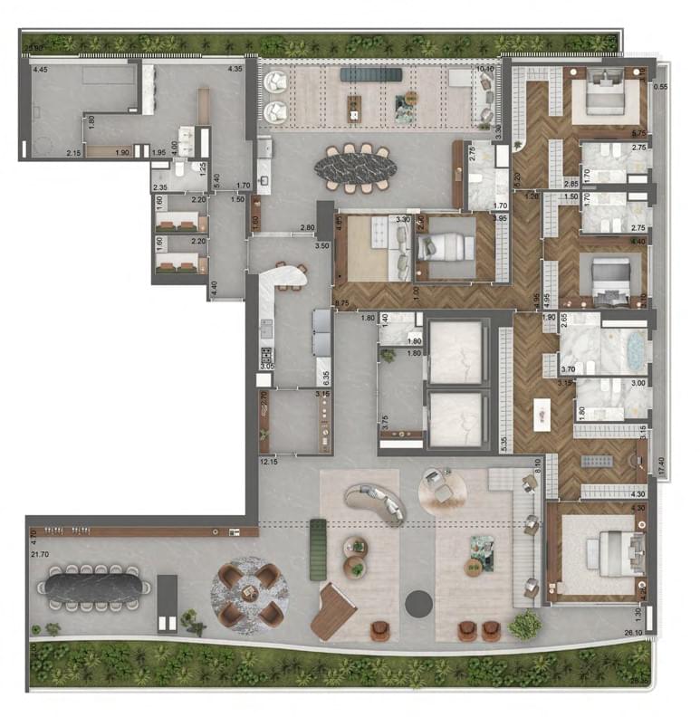 Vista Cyrela Furnished By Armani – Tower Venezia - Planta Garden - Planta 639m²