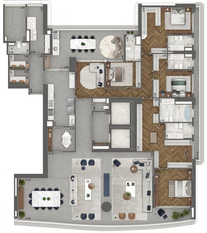 Vista Cyrela Furnished By Armani – Tower Venezia - Planta Planta 464m²