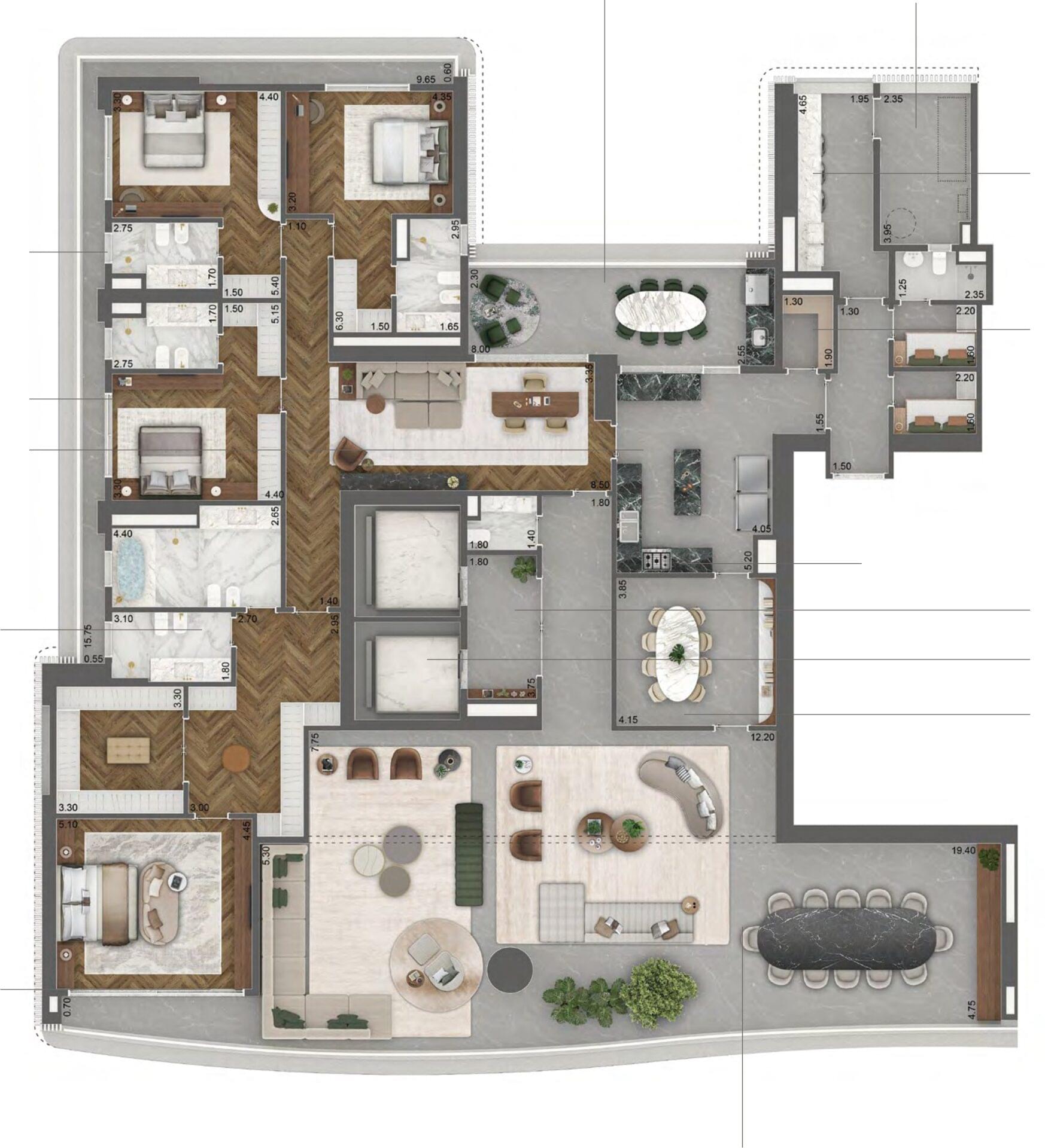 Vista Cyrela Furnished By Armani – Tower Venezia - Planta Planta 515m² 