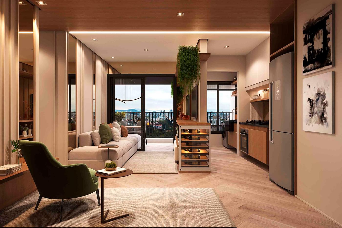 Mozae Higienópolis - Lançamento - Tegra - Rua Conselheiro Brotero - Higienópolis - Apartamento - Planta de 73m² - Living