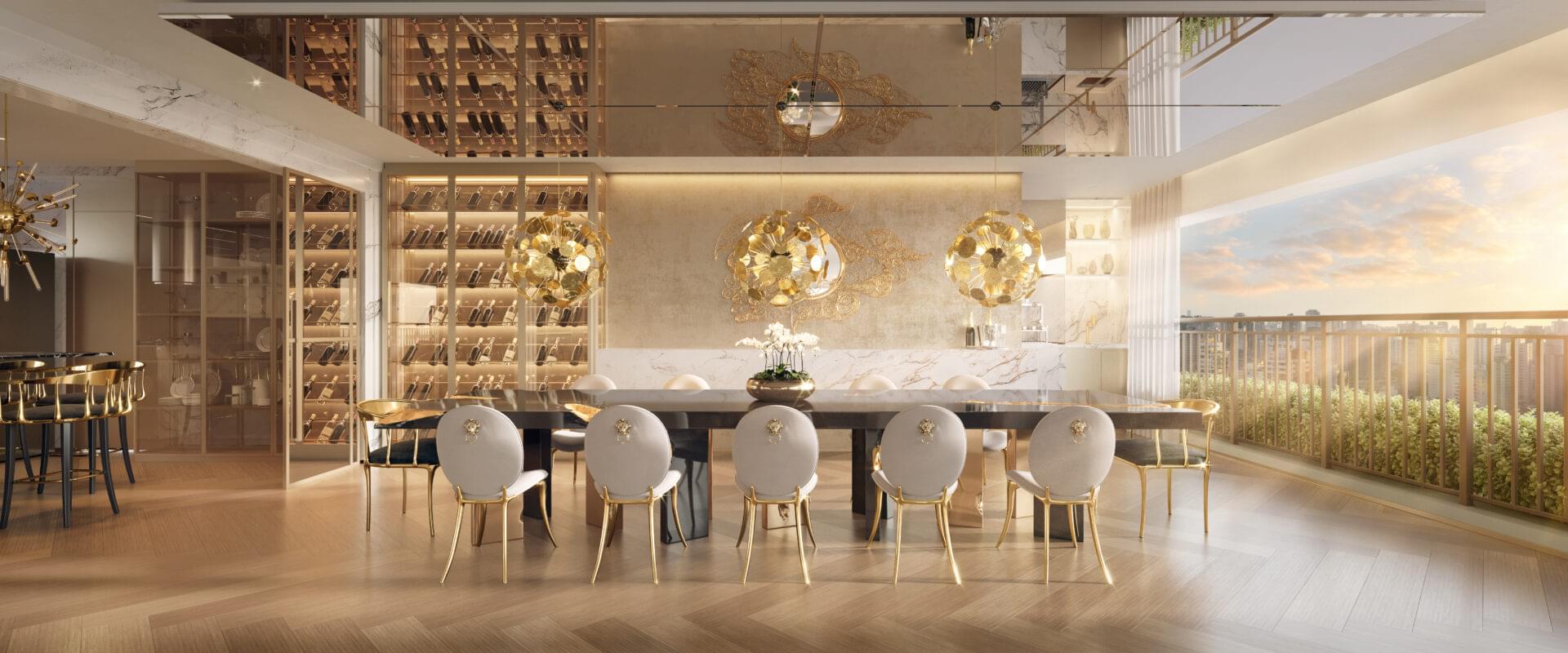 SOLEIL by Boca do Lobo - Lançamento - Lavvi - Rua Garapeba - Chácara Klabin - Apartamento Decorado - Sala de Jantar - Planta de 238m²