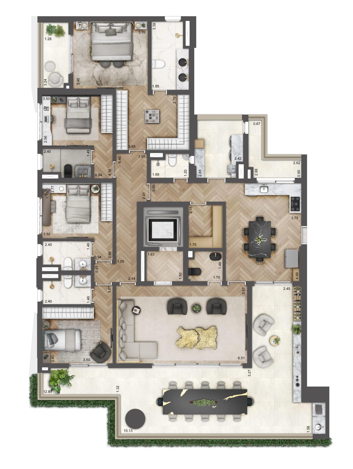 Planta de 238 m² (Tipo) - Apartamento do SOLEIL Klabin by Boca do Lobo