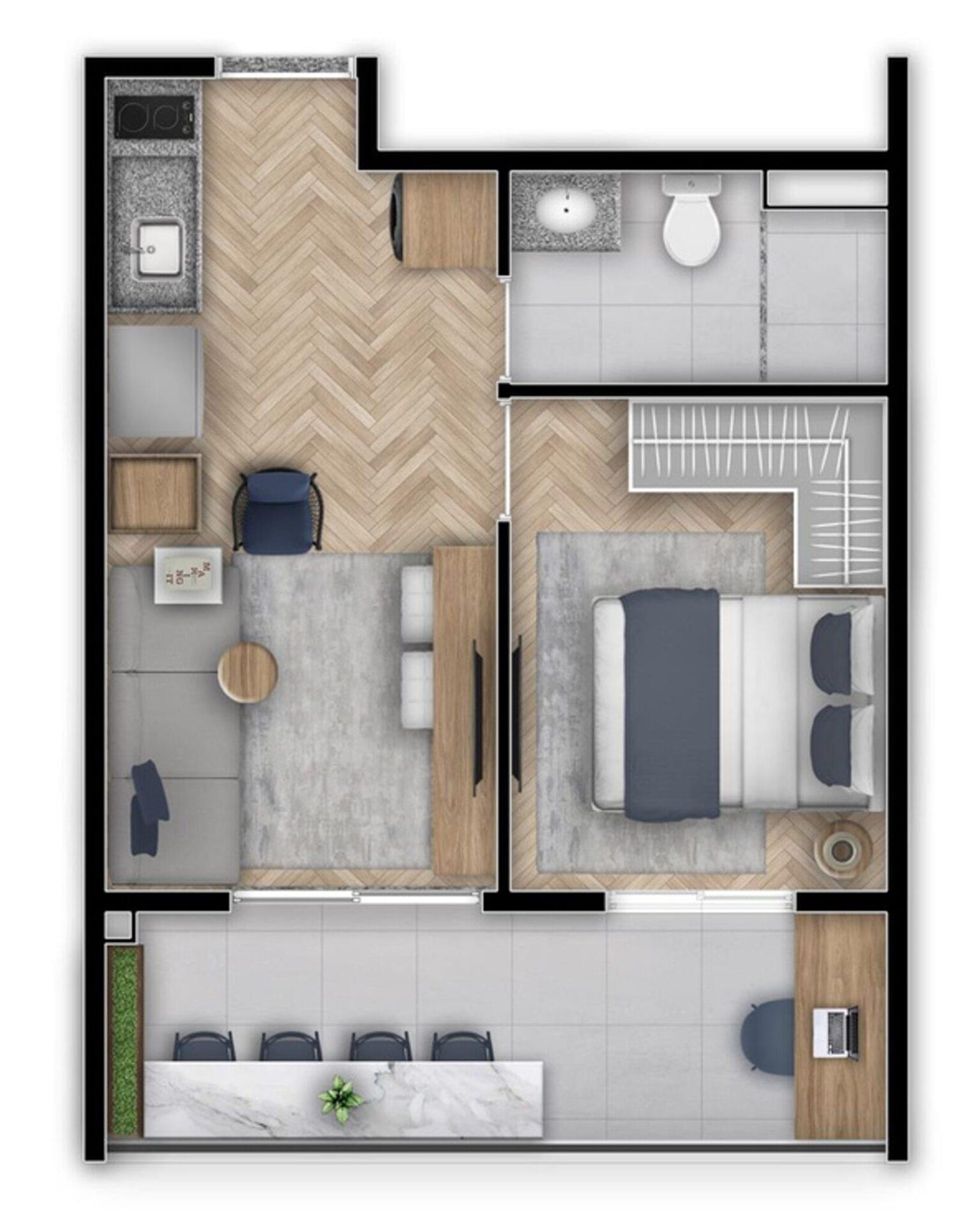 Sublime Pompeia - Planta Planta de 34m²