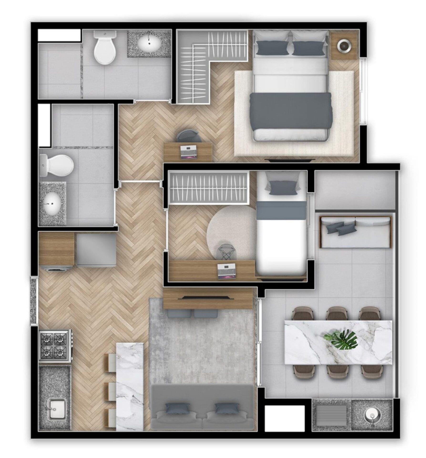 Sublime Pompeia - Planta Planta de 47m²