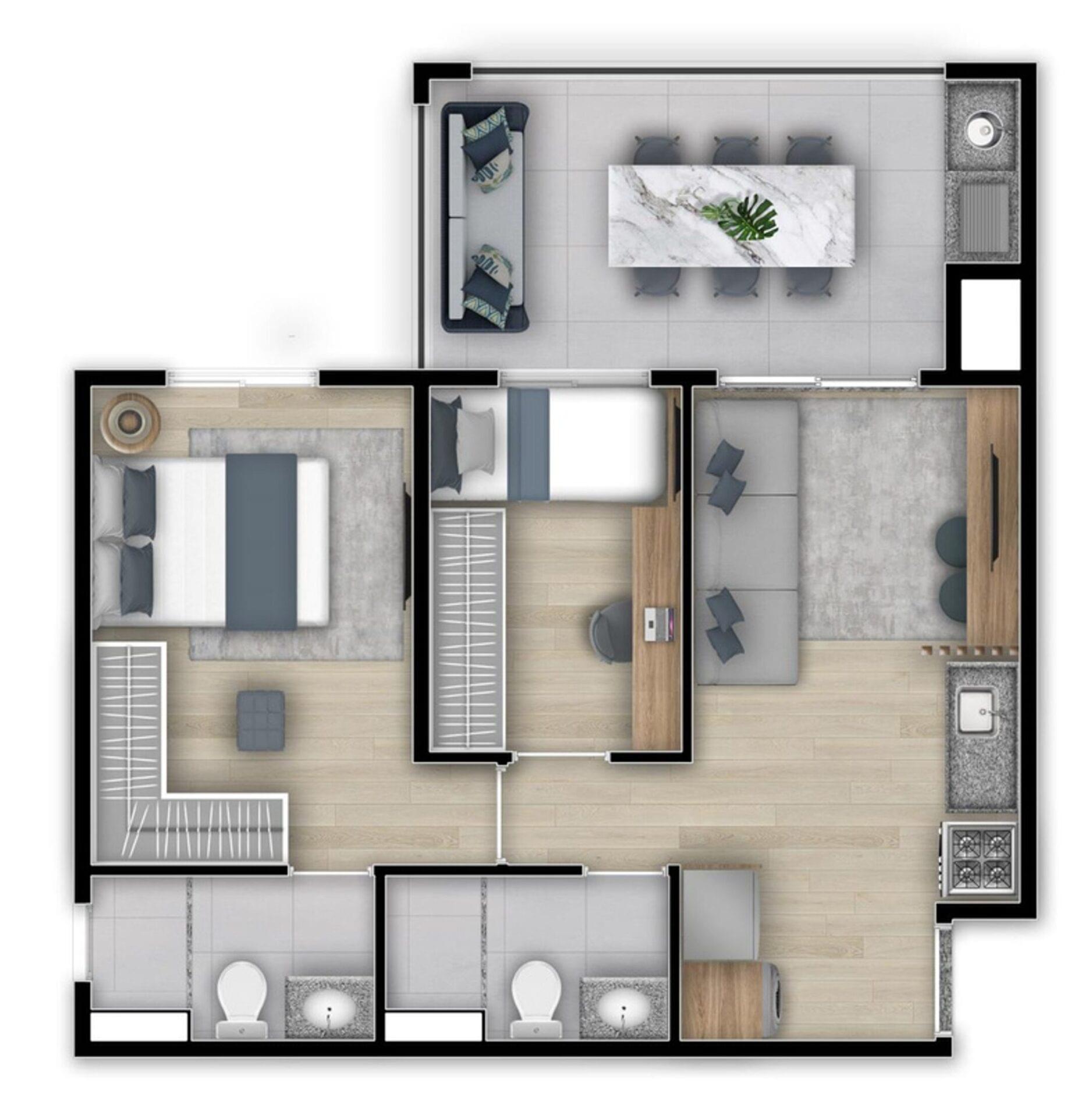 Sublime Pompeia - Planta Planta de 52m²