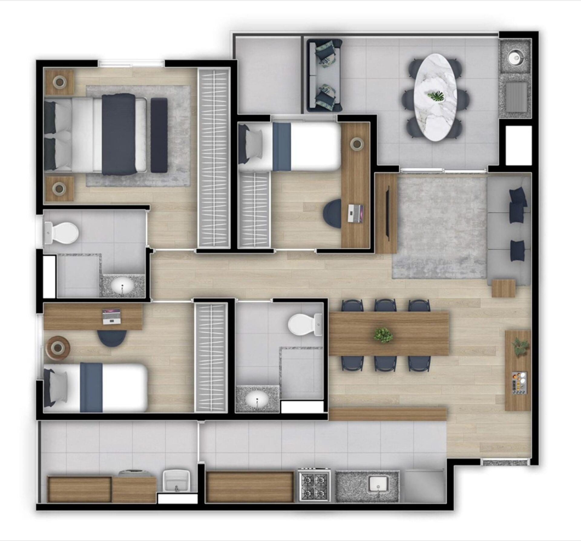Sublime Pompeia - Planta Planta de 75m²