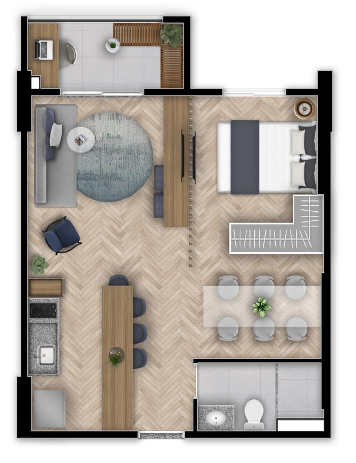 Sublime Pompeia - Planta Planta de 48m²