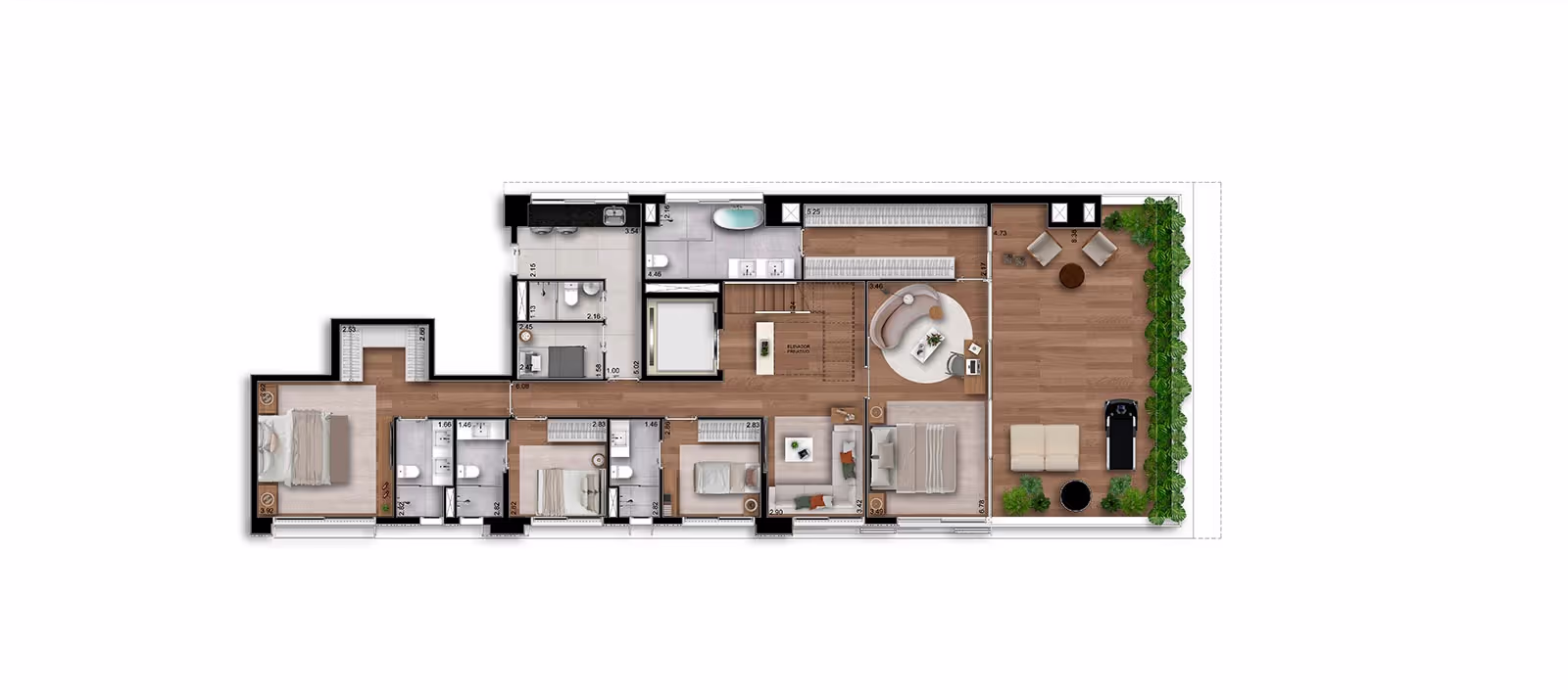 Albero Itaim - Planta Duplex (Piso Inferior) de 337m²