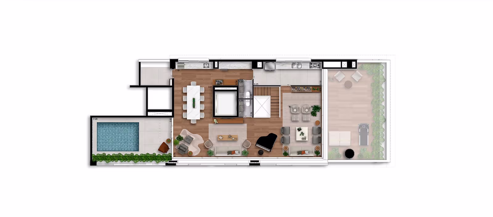 Albero Itaim - Planta Duplex (Piso Superior) de 337m²