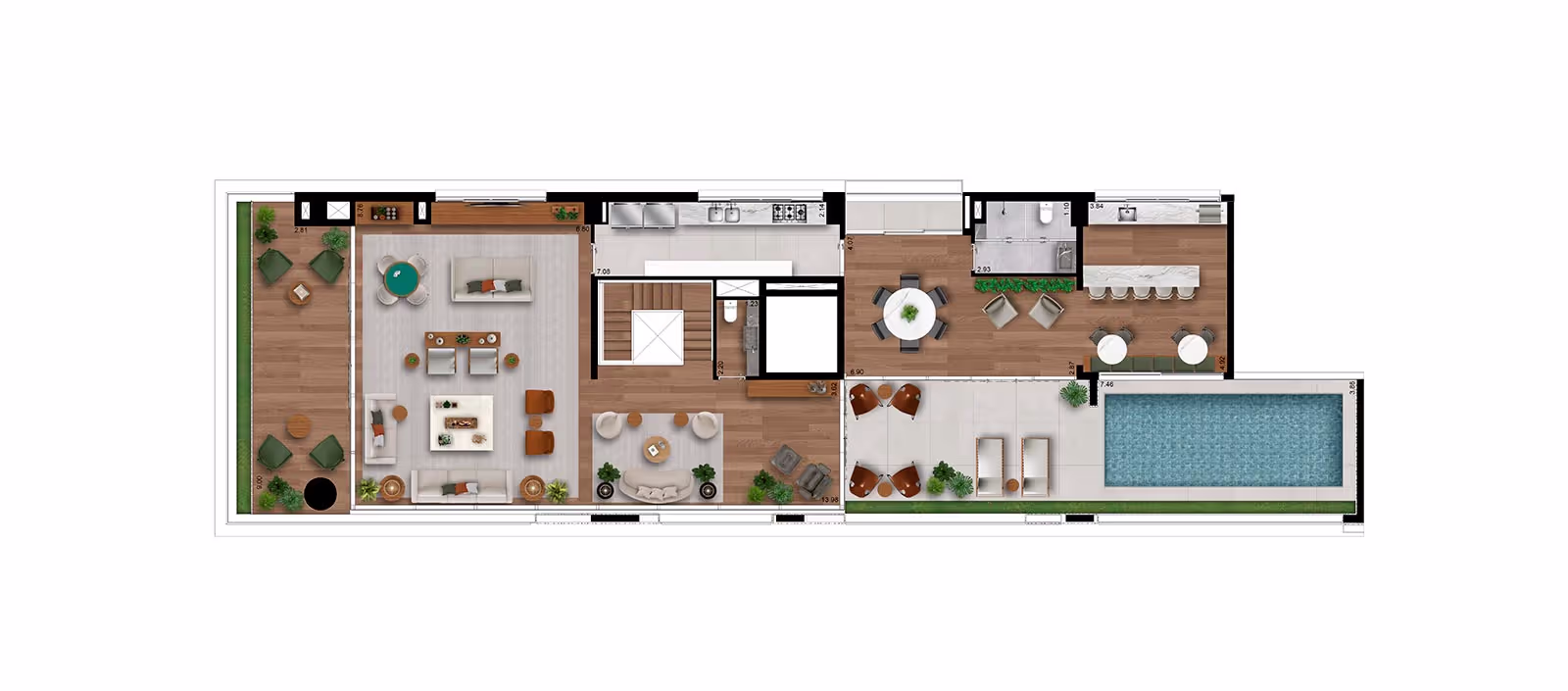 Albero Itaim - Planta Duplex (Piso Superior) de 546m²