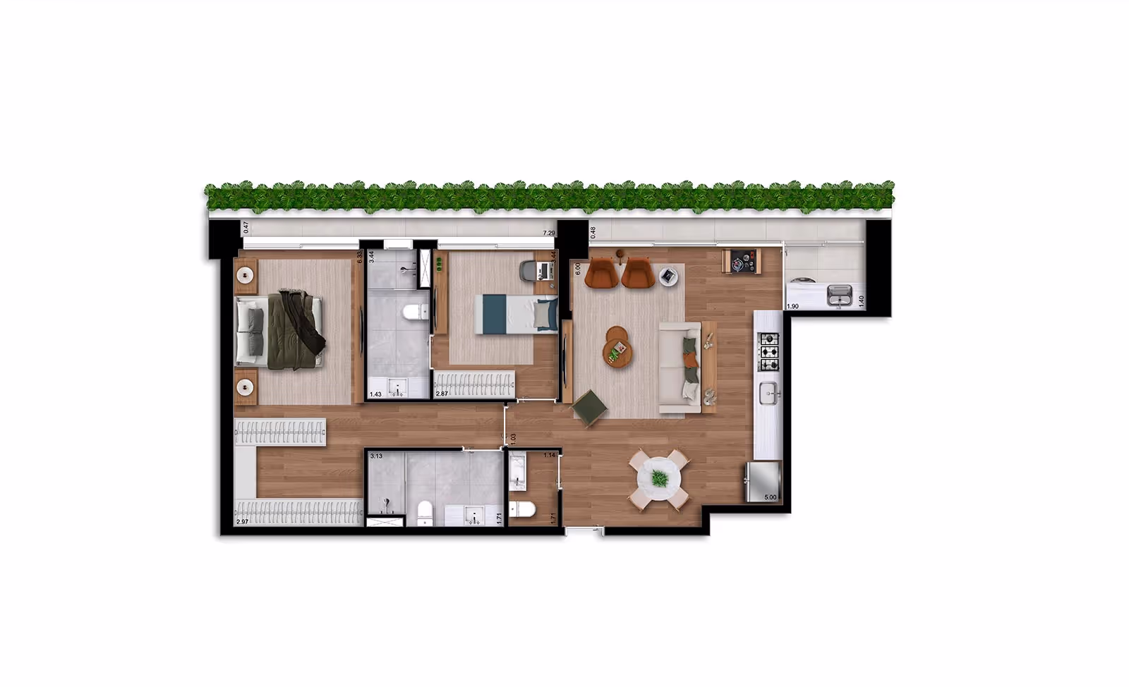 Albero Itaim - Planta Planta de 105m²