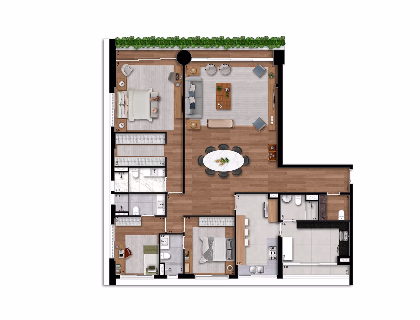 Albero Itaim - Planta Planta de 181m²