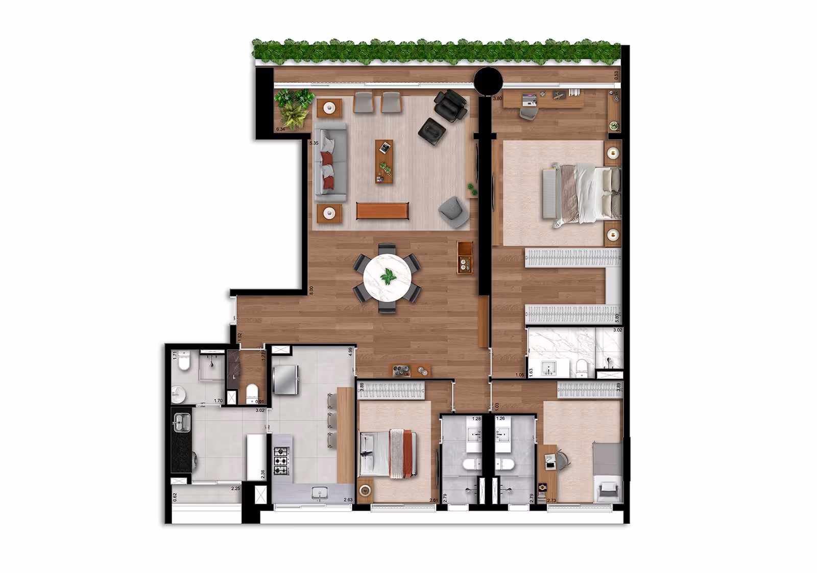 Albero Itaim - Planta Planta de 185m²