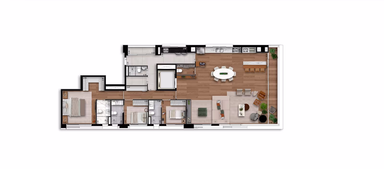 Albero Itaim - Planta Planta de 204m² 