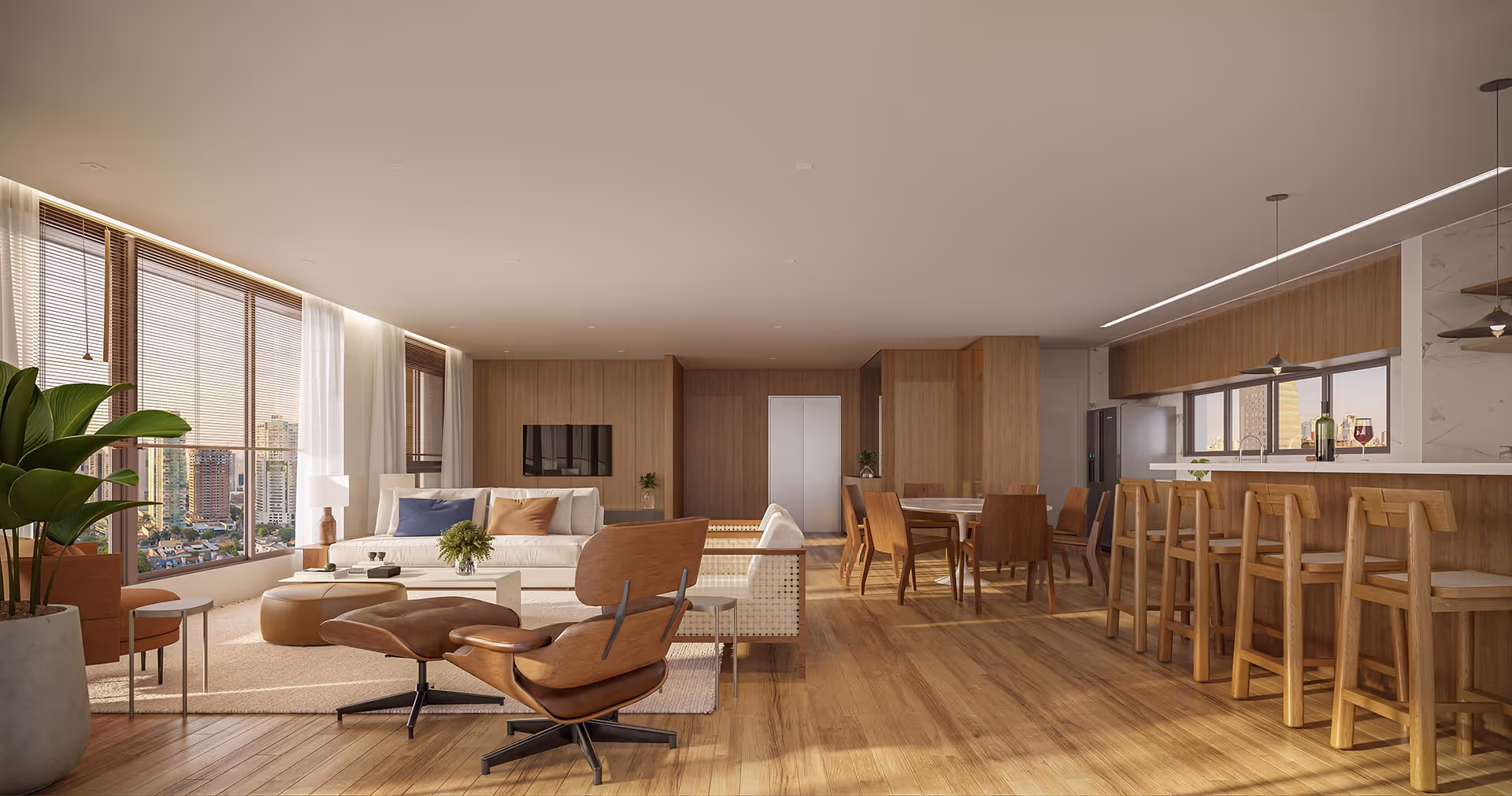 Living do Apartamento Garden com Planta de 224m² de ALBERO Itaim (Vista 1)