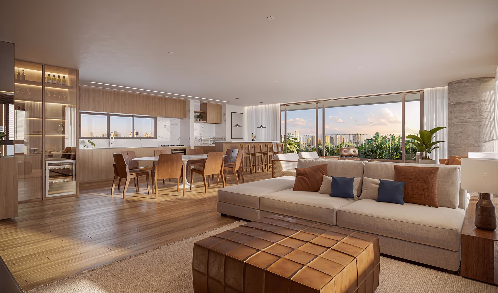Living do Apartamento Garden com Planta de 224m² de ALBERO Itaim (Vista 2)
