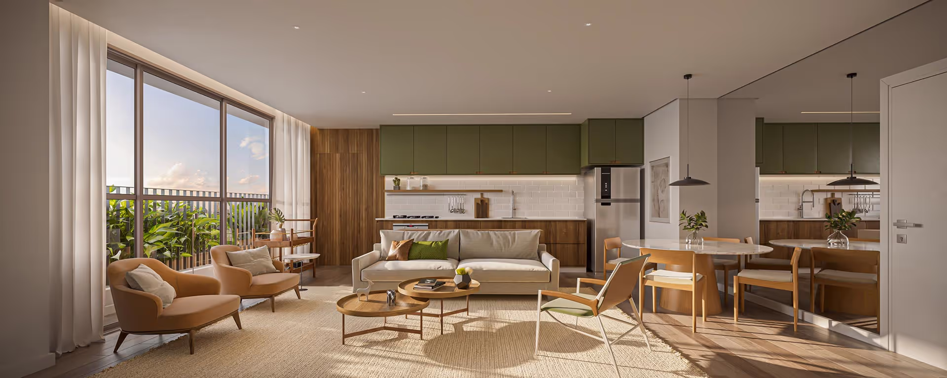 Living do Apartamento com Planta de 105m² de ALBERO Itaim