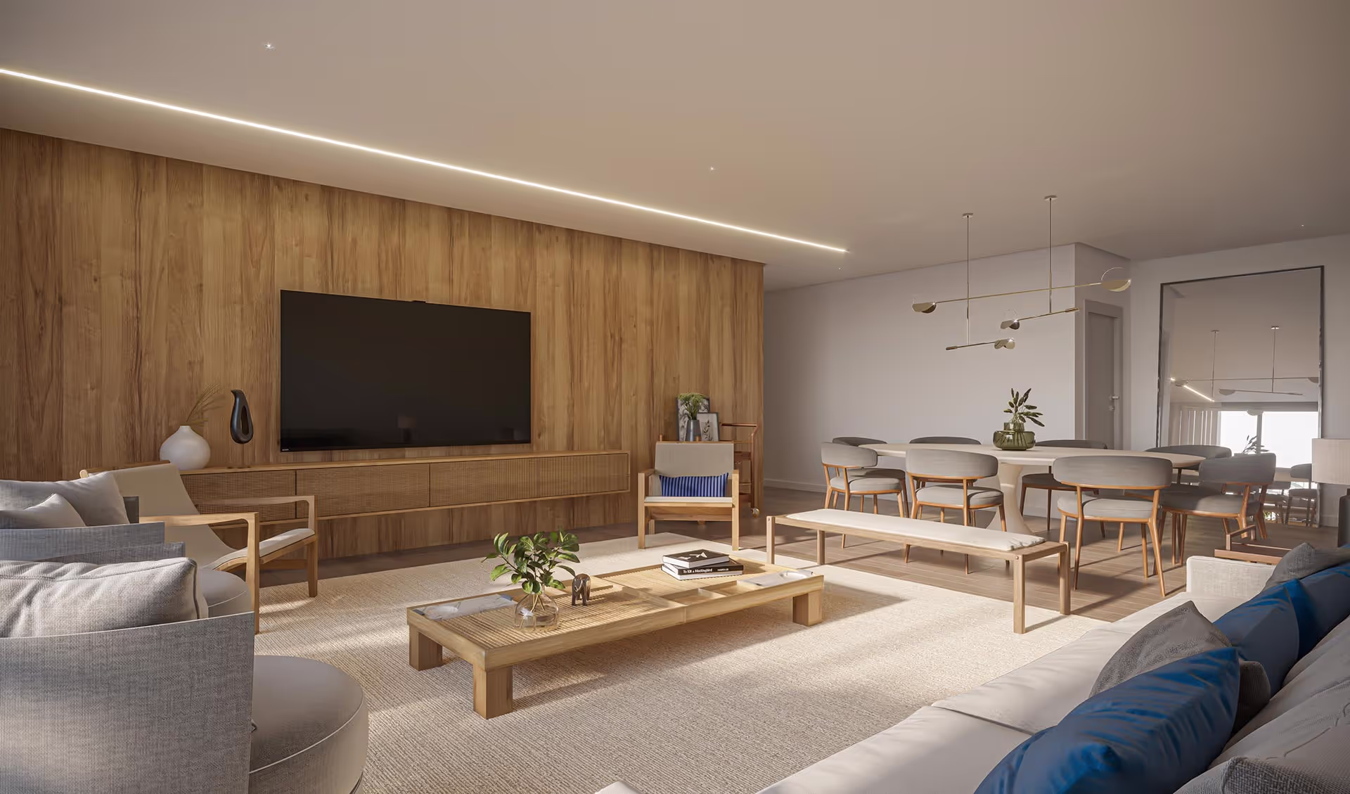 Living do Apartamento com Planta de 181m² de ALBERO Itaim