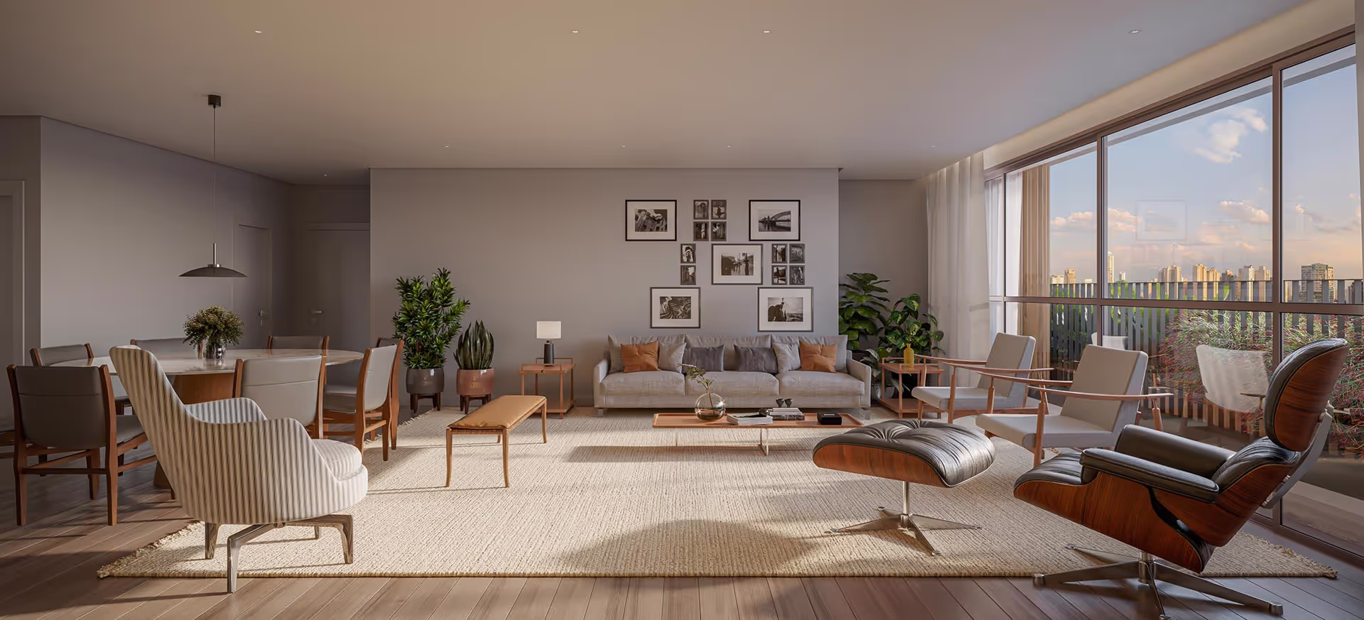 Living do Apartamento com Planta de 185m² de ALBERO Itaim