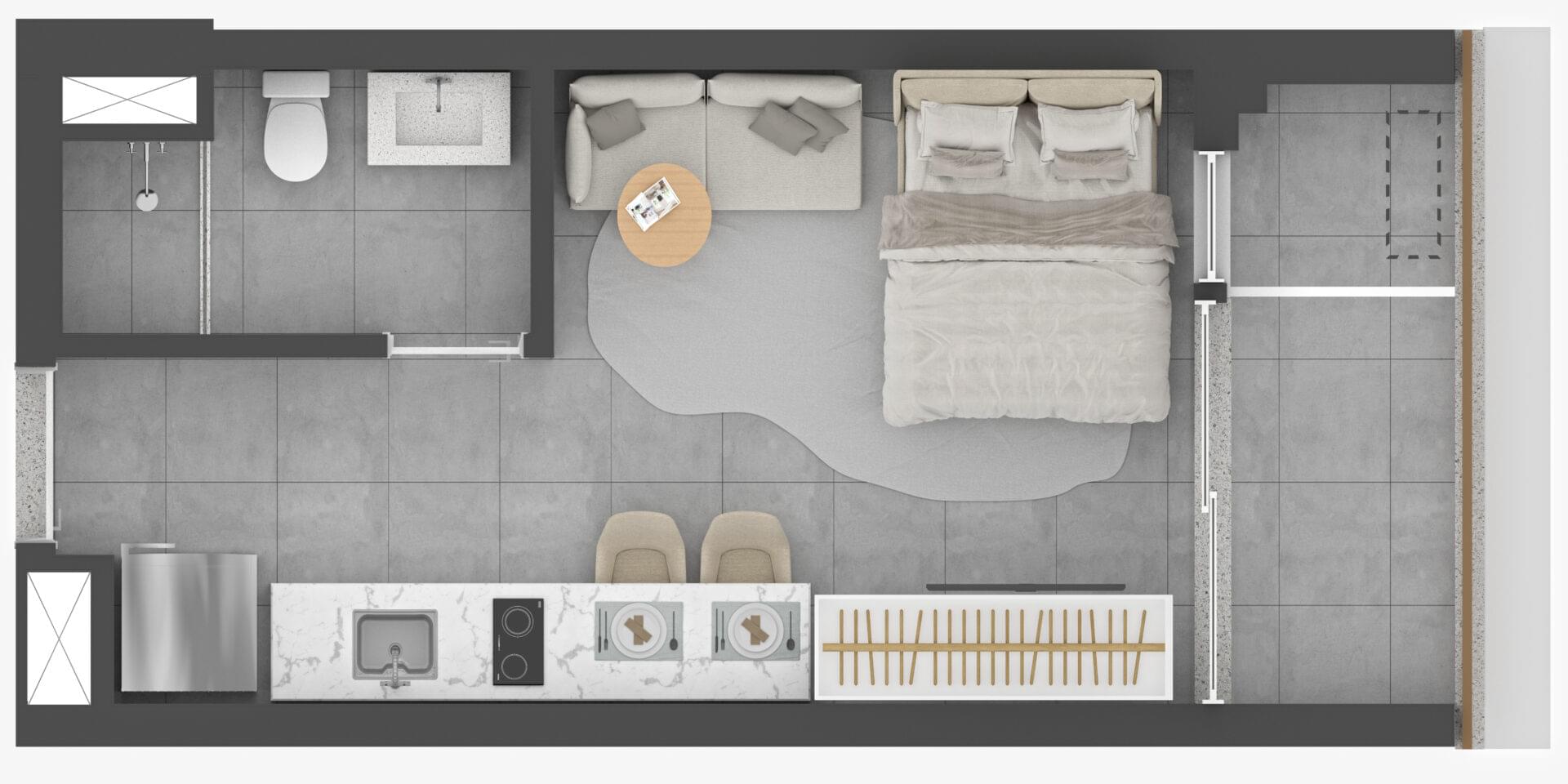 NIK Faria Lima - Planta Studio NR 24m²