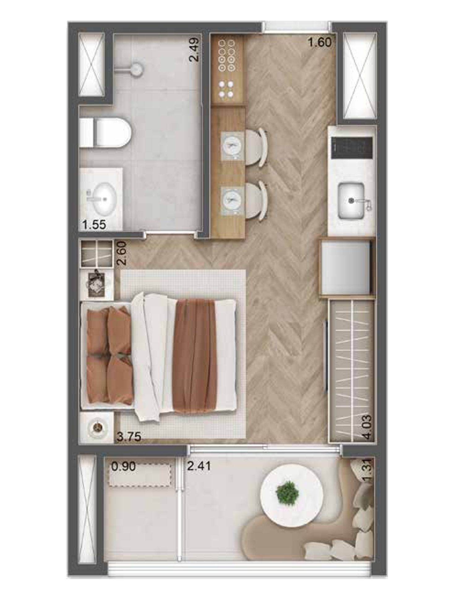 Planta de 26m² Studio - Haus Mitre Station Brooklin - Lançamento - Mitre - Av. Roque Petroni Junior - Brooklin