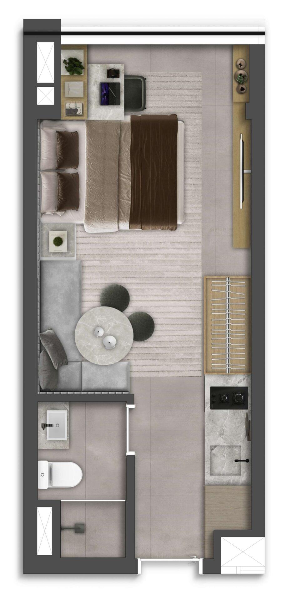 RW Itapeva - Lançamento - R. Itapeva - Bela Vista - Habitram - Studio - Planta de 22m²