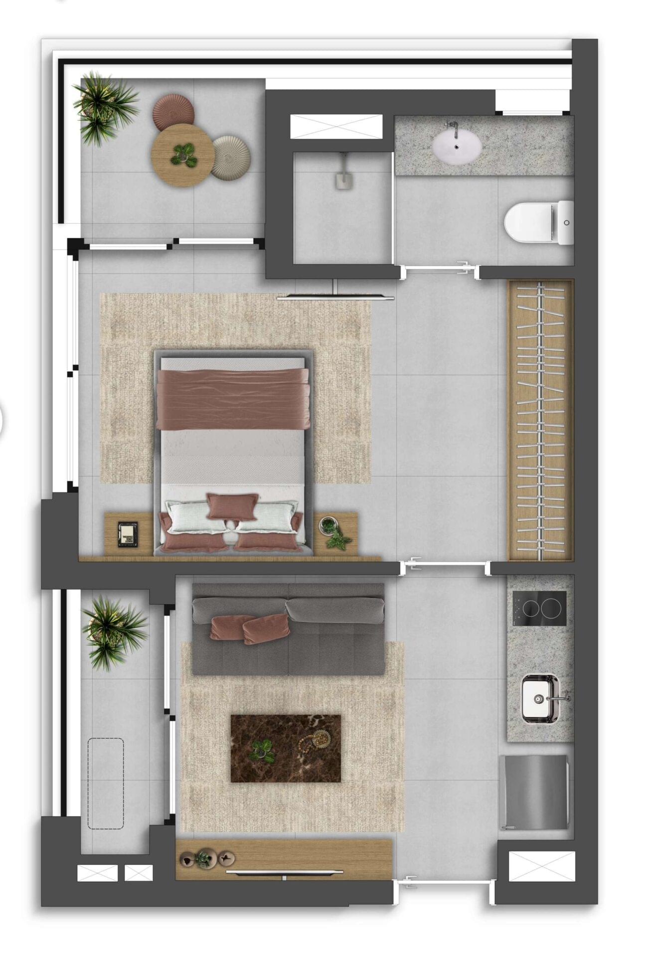 RW Itapeva - Lançamento - R. Itapeva - Bela Vista - Habitram - 1 Dormitório - Planta de 34m²