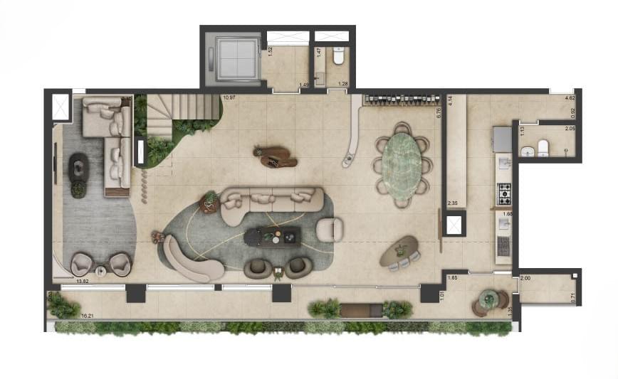 Altitude Jardins por Artefacto - Lançamento - Jardins - Alameda Jaú - REM - Apartamentos - Planta Duplex de 310m² (Inferior)
