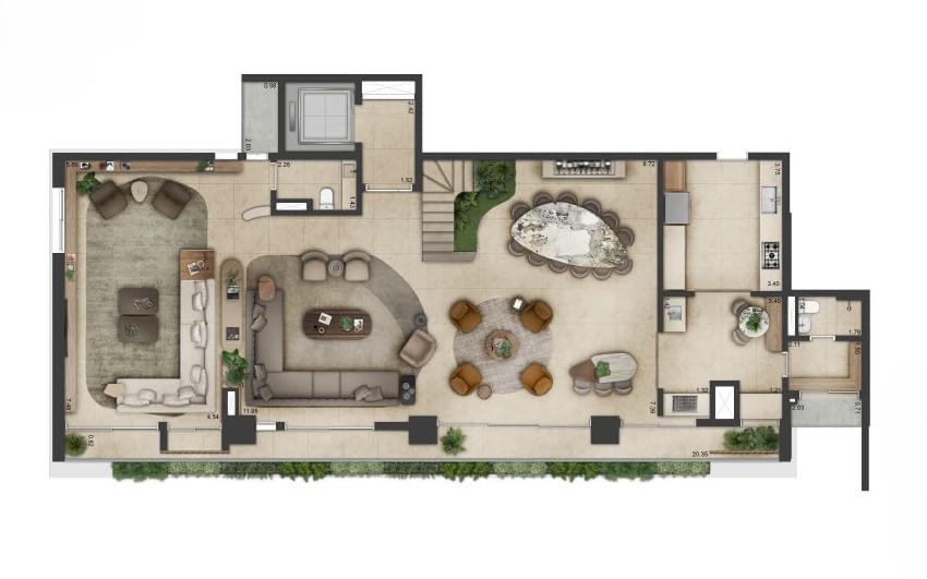 Altitude Jardins por Artefacto - Lançamento - Jardins - Alameda Jaú - REM - Apartamentos - Planta Duplex de 410m² (Inferior)