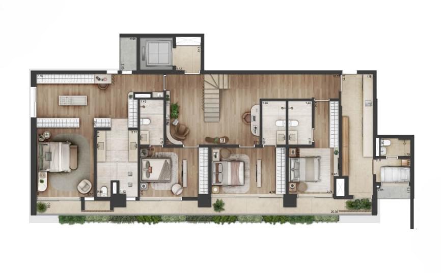 Altitude Jardins por Artefacto - Lançamento - Jardins - Alameda Jaú - REM - Apartamentos - Planta Duplex de 410m² (Superior)