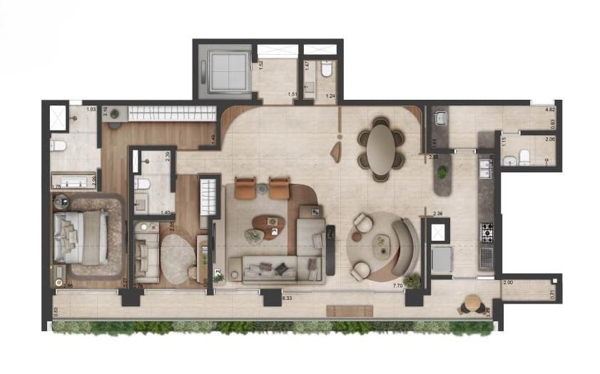 Altitude Jardins por Artefacto - Lançamento - Jardins - Alameda Jaú - REM - Apartamentos - Planta de 155m² (Opção 2)