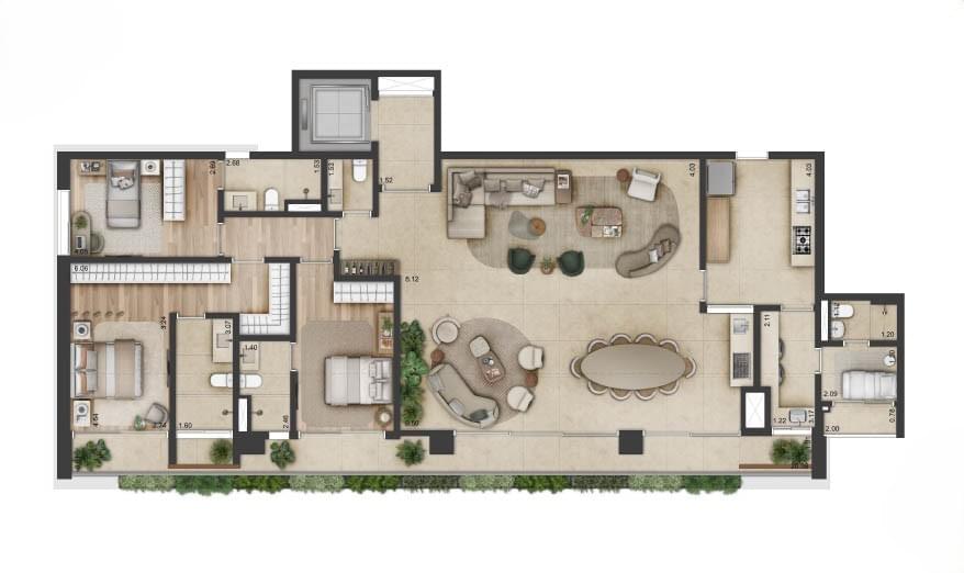 Altitude Jardins por Artefacto - Lançamento - Jardins - Alameda Jaú - REM - Apartamentos - Planta de 205m² (Opção 2)