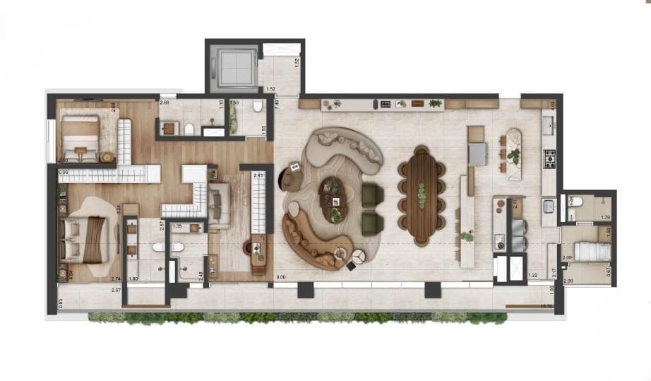 Altitude Jardins por Artefacto - Lançamento - Jardins - Alameda Jaú - REM - Apartamentos - Planta de 205m² (Opção 3)