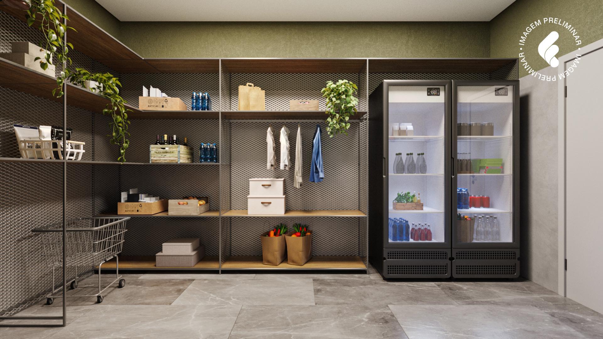 Central de delivery com refrigeradores, armários e organização inteligente