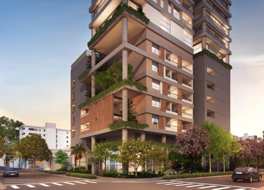 Detalhe Fachada - Emiie Moema - Lançamento - Skr - Avenida Lavandisca - Moema