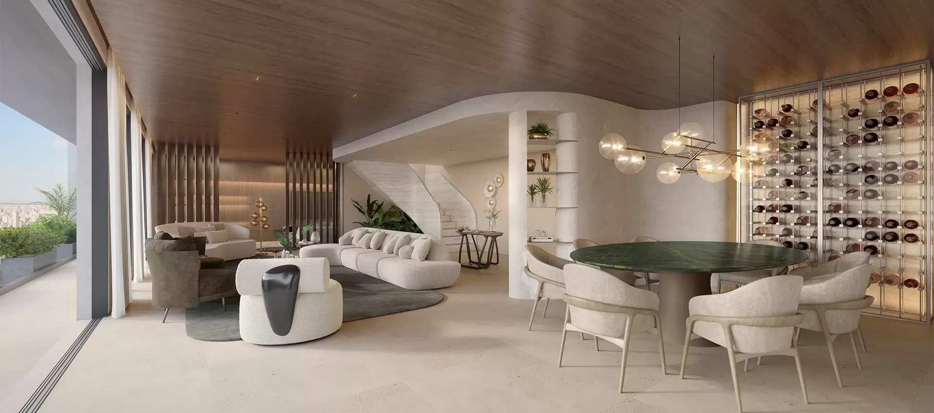 Living do Duplex de 310m² - Altitude Jardins por Artefacto - Lançamento - Jardins - Alameda Jaú - REM